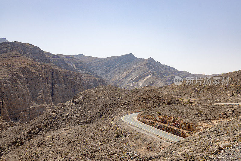 阿拉伯联合酋长国，Ras Al Khaimah, Jebel Jais山的蜿蜒道路